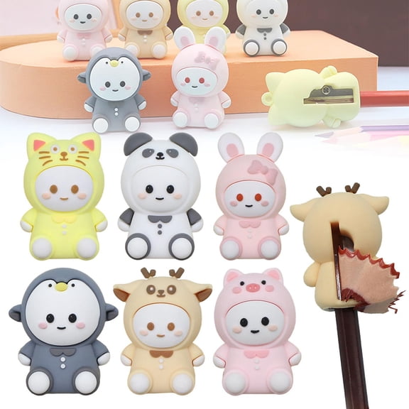 CoreLiving Cat Hand Held Pencil Sharpener, Cute Manual Sharpener for Pencils, Cartoon Animal Design with Dual Holes, Funny Kawaii Stationery Supplies, 1 Count