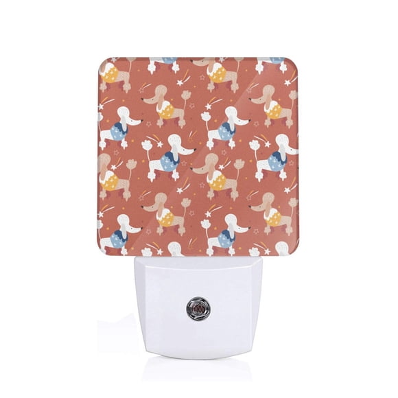 Balery Cute Poodle Dog Luz Nocturna LED con Sensor Automático, Enchufe con Sensor Crepuscular, Luz Suave de 0.5W para Dormitorio, Pasillo, Baño-US