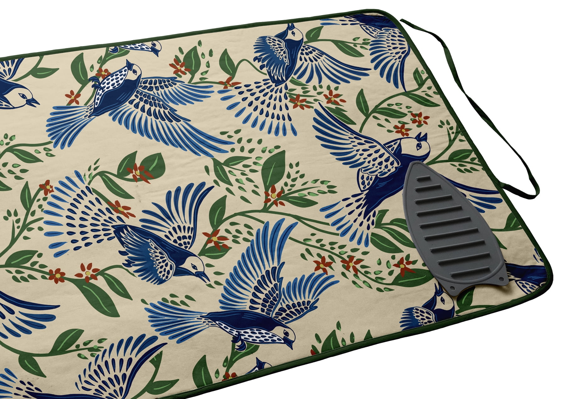 Vargottam Portable Ironing Mat - 28"x48" Foldable Cotton Ironing Pad with Silicone Rest & Magnetic Corners - Travel-Friendly, Space-Saving Iron Board Alternative for Small Homes, Dorms, RVs - Bird
