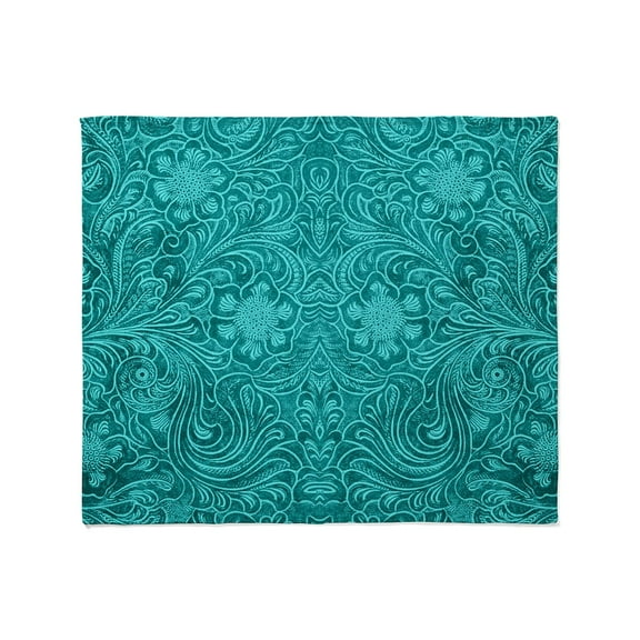 CafePress - Teal Green Faux Suede Leather Floral Throw Blanket - Soft Fleece Throw Blanket, 50"x60" for All Ages