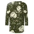 thumbnail image 5 of VBTAPA 3/4 Sleeve Tops for Women Summer Dressy Floral Print T-shirt Loose Casual Mid-length Pullover Blouse Big Sales Today Multicolor S, 5 of 6