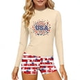 thumbnail image 3 of Odeerbi 3-14 Años Niñas 2 Piezas de Manga Larga Rash Guard Conjunto Día de La Independencia Upf 50 + Traje de Baño de Surf Seco Rápido Con Pantalones Cortos, 3 of 8
