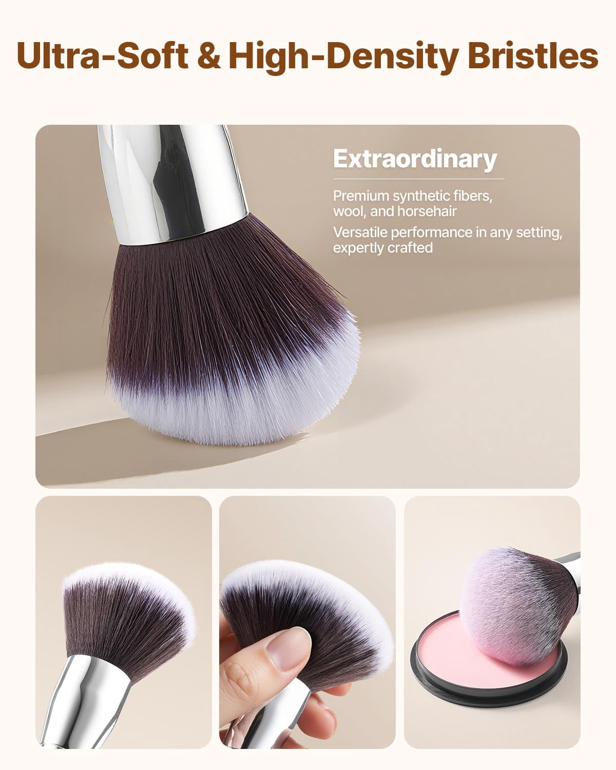VEVOR 34-Piece Makeup Brush Set, Professional Brushes Kit for Foundation Blending Eyeshadow Concealer Blush - with Soft Bristles, Ergonomic Wood Handle, Travel-Friendly Case Included