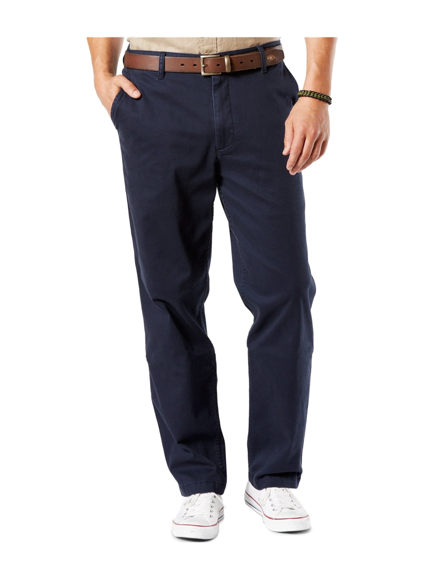 Dockers Mens FlatFront Khaki Casual Trouser Pants navy 42x30 Walmart