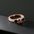 thumbnail image 3 of Gem Stone King 2.22 Ct Oval Checkerboard Red Garnet Black Diamond 18K Rose Gold Plated Silver Moissanite Ring (Size 9), 3 of 4