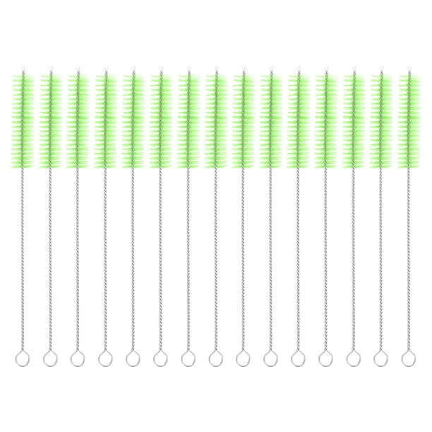 Uxcell 15Pack Cepillos de limpieza para pajitas, 8" x 5/8" Cerdas de nylon para cepillo de pajitas para botellas y tubos (Verde)