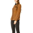thumbnail image 4 of MODA NOVA Junior's Polka Dots Button Up Shirt Long Sleeve Top Blouse Caramel S, 4 of 5