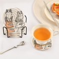 thumbnail image 3 of Yayeee 6 PCS Drink Coasters with Holder Set Woven Absorbent Round Tabletop Hot Pad, Gray Cute Chubby Cat, 3 of 7
