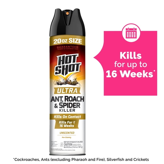 Hot Shot Ultra Ant, Roach & Spider Killer, Unscented Aerosol Formula, 20 Ounces