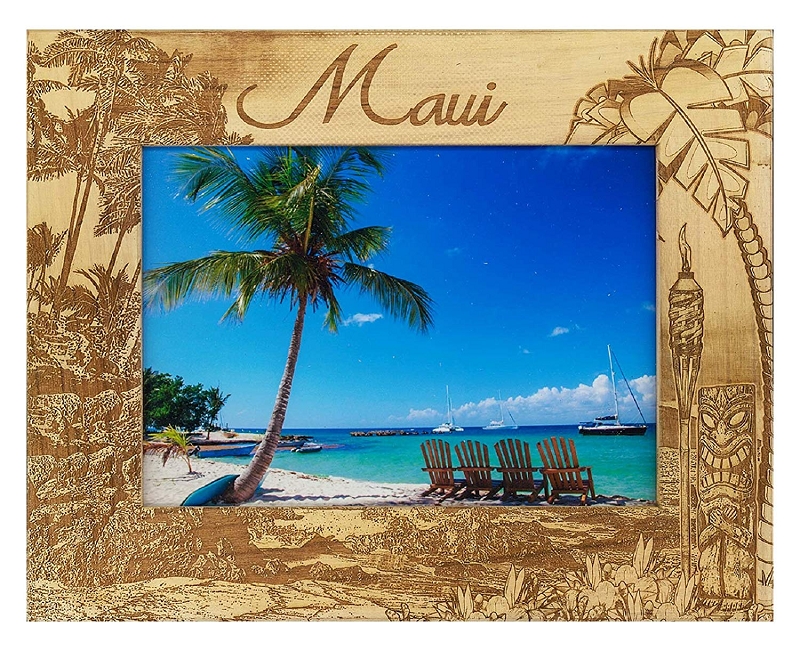 Maui Hawaii Laser Engraved Wood Picture Frame (5 x 7)