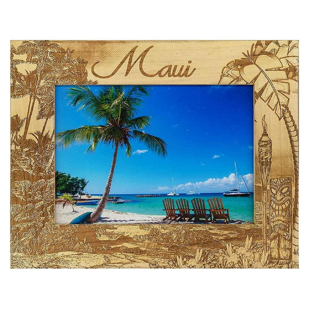 Maui Hawaii Laser Engraved Wood Picture Frame (5 x 7)