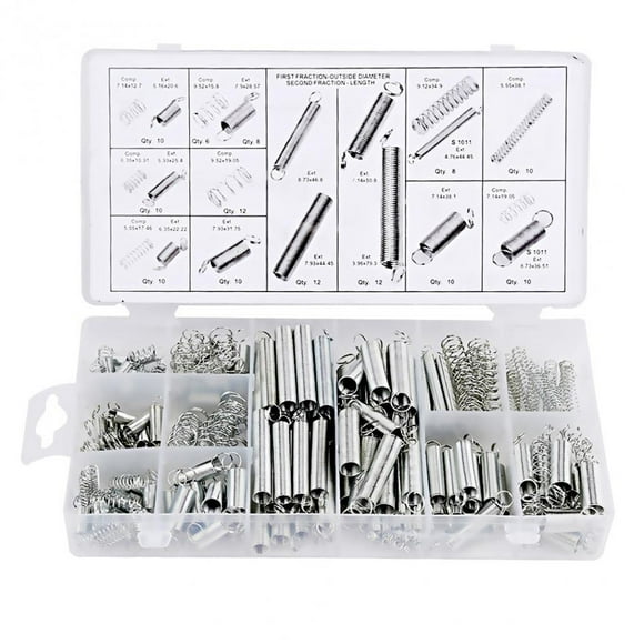200PCS Steel Spring Set Extension Springs Combination Assorted with Storage