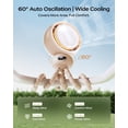 thumbnail image 3 of Mini Portable Stroller Fan – 60° Auto Oscillation, Quiet USB-C Rechargeable Baby Fan, 4 Speeds, Night Light & Warning Light, Flexible Tripod for Stroller, Car Seat, Crib, Camping (Brown), 3 of 7