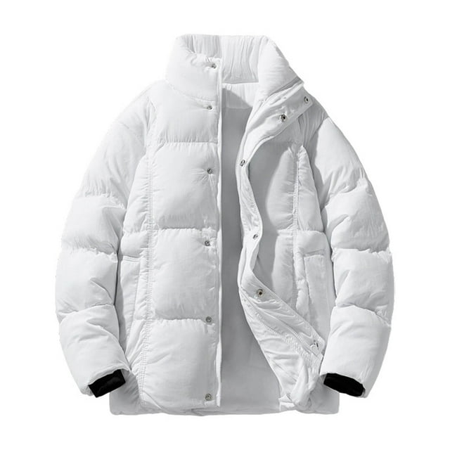 Men's Cardigan Jacket with StandUp Collar and Zipper Closure, Solid Color