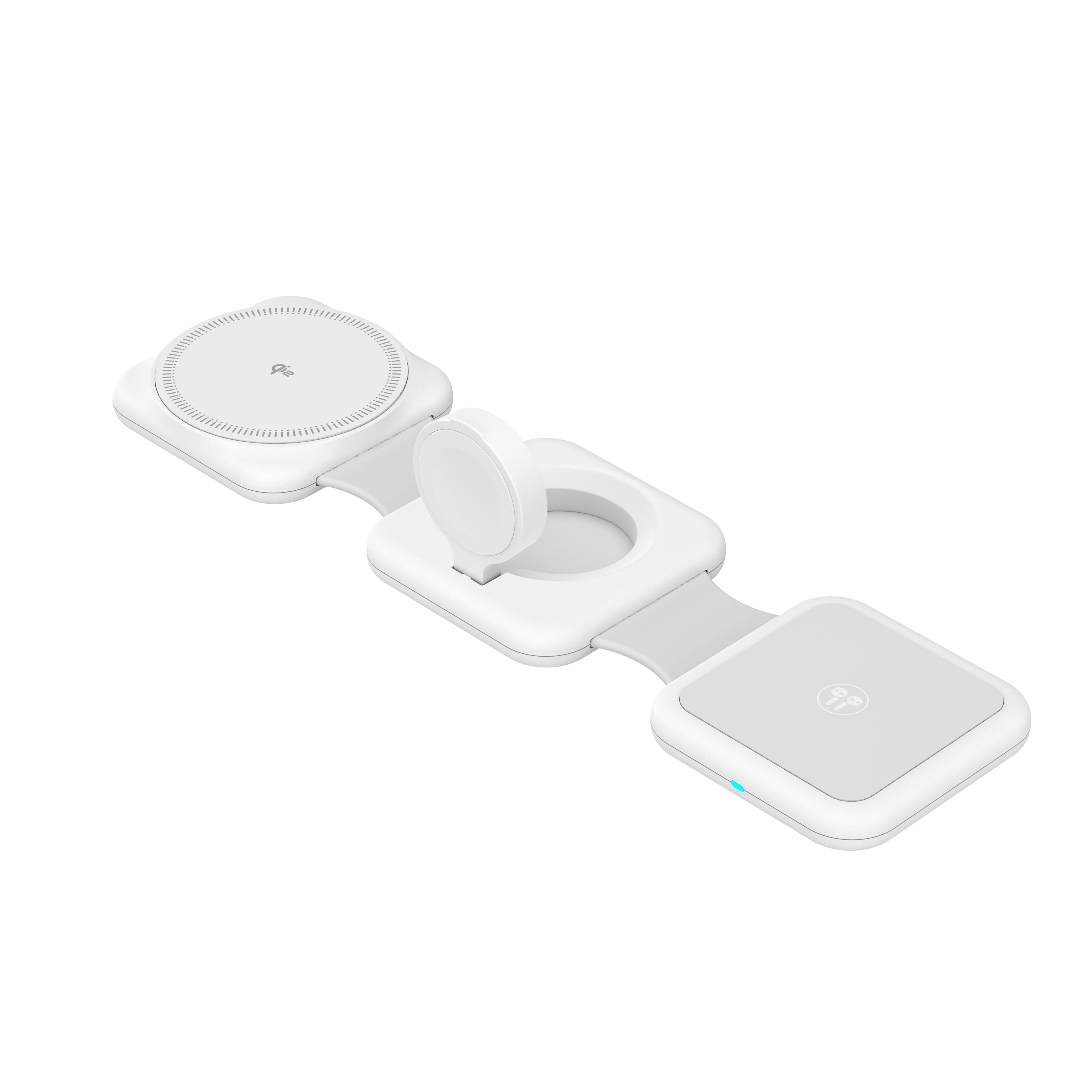 onn 3-in-1 Wireless Charging pad– Foldable Design with Wall Adapter & Cable, White – Compatible with iPhone 17/16/15/14/13/12, Apple Watch, AirPods and other Qi enabled devices