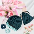 thumbnail image 6 of Silk Satin Bonnet Double Layer Reversible Hair Bonnet Elastic Sleep Cap with 2 Scrunchies & 1 Satin Bag Green, 6 of 11