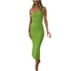 thumbnail image 1 of Moda mujer fiesta sólido sexy sin mangas sin espalda cuello vestido a media pierna Fridja  hj5442, 1 of 9