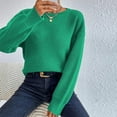 thumbnail image 4 of Ltctricy Cropped Sweaters for Women Casual Long Sleeve Boat Neck Chunky Knit Sweater Tops Fall Winter Pullover Sweaters(Green,Medium), 4 of 6