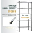 thumbnail image 3 of NChanmar 5-Tier Metal Shelving Unit Storage Shelves Metal Shelves 48"x21"x12" Heavy Duty Metal Storage Rack Wire Rack NSF Height Adjustable for Home Kitchen Bathroom Garage Shelving(Chrome), 3 of 7