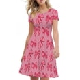 thumbnail image 4 of FKELYI Love Bow Short Sleeve Dress Size M Elastic Pink Heart Summer Beach Dress Breathable Valentine's Day Sleeveless Midi Dress for Dating, 4 of 5