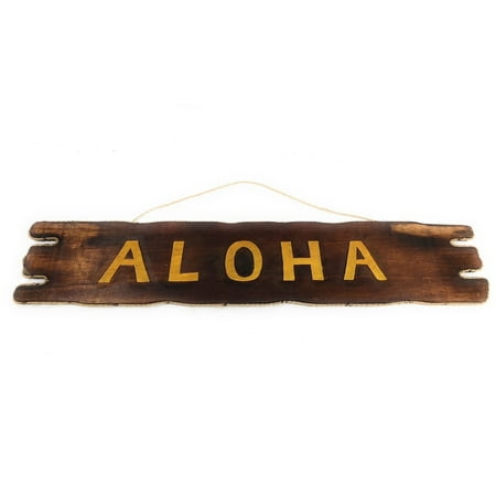 Aloha 40 Inches Home Decor - Aloha Sign Driftwood w/ Rope 40