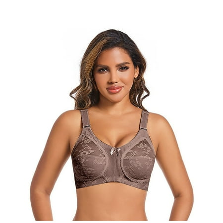 Popular Picks Women s Thin Plus Size Bra  Full Cup Support  Lace Bra  No Steel Ring  Transparent Underwear  for Everyday  Comfortable Wear  Comfortable Plus Dress|Nylon Spandex Coffee