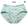 thumbnail image 3 of Qarigey Bragas de período de dibujos animados para niñas, ropa interior menstrual fisiológica, bragas, lencería transpirable para Ropa interior Verde claro S, 3 of 6