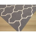 thumbnail image 3 of Handmade Wool Gray Transitional Trellis Reversible Modern Moroccan Kilim Rug, 3 of 4