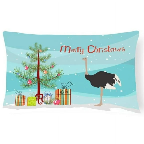 Carolines Treasures BB9291PW1216 Common Ostrich Christmas Canvas Fabric Decorative Pillow, Teal, 12H x16W, multicolor