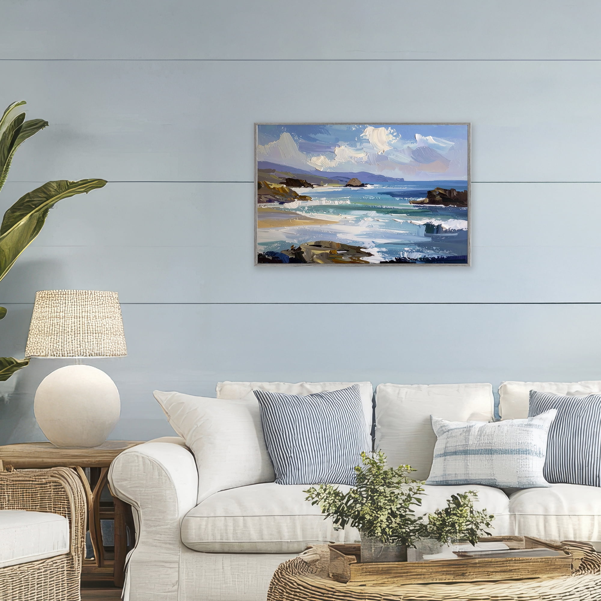 Stupell Industries From Sky To Sea Gray Framed Giclee Art, design by Alonza Saunders