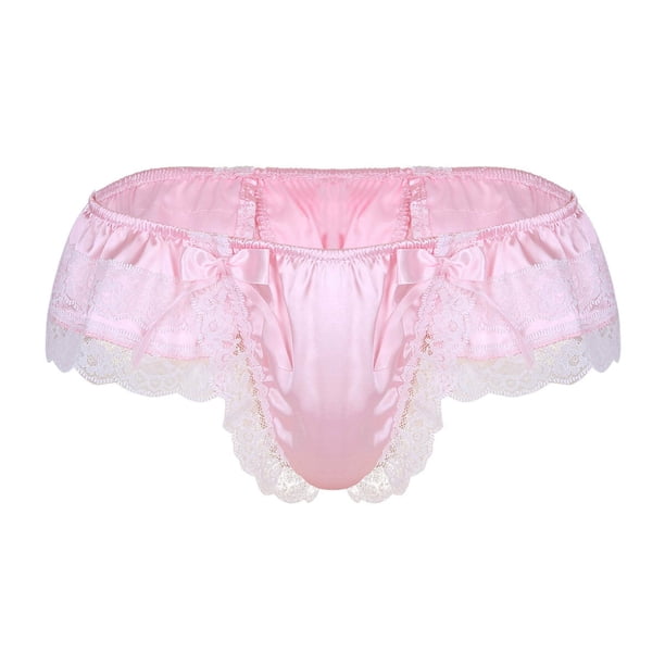 Gibobby Traje de Uniforme Ropa interior Calzoncillos de encaje Abierto para hombre Tanga Bragas Butt G-string Low Sexy(Rosa, XL)