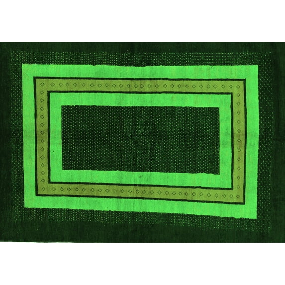 Ahgly Company Indoor Rectangle Abstract Green Modern Area Rugs, 3' x 5'