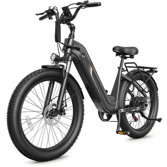 C30 Electric Bike for Adults,750W Motor, 28 MPH Max Electric Urban Bike, 48V 15.6Ah Removable Battery, 24" Fat Tire EBike with 7-Speed,Gray