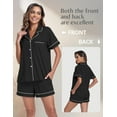 thumbnail image 4 of MAYFISH 100% Cotton Pajama Sets for Women Short Sleeve Sleepwear Button Down Pjs Summer 2 Piece Lounge Sets S-XXL(Black, X-Large), 4 of 6