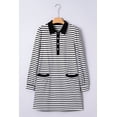 thumbnail image 2 of Casual White Stripe Button-Front Mini Dress for Women Daily Wear | L, 2 of 12