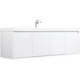 thumbnail image 2 of Blossom Bern 60" Floating Bathroom Vanity with Sink – Wall Mounted, Soft-Close, Storage, Glossy White, 2 of 9