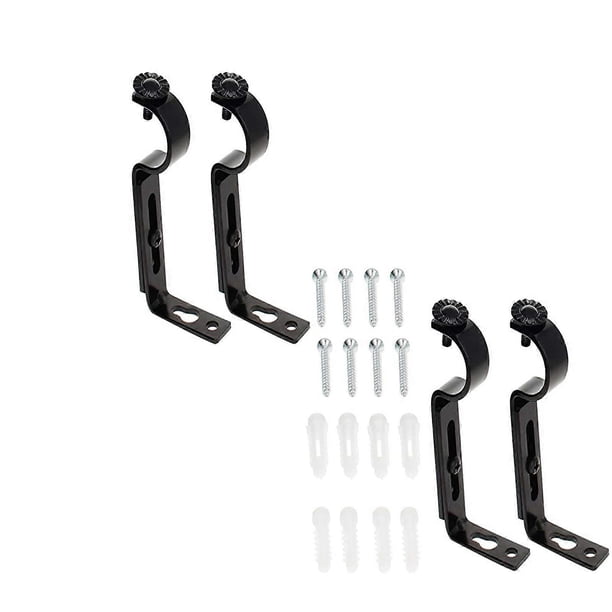 4Pcs Adjustable Curtain Brackets Curtain Rod Holder Wall-Mounted Metal Single Rod Bracket Drapery Rod Stand Easy to Use