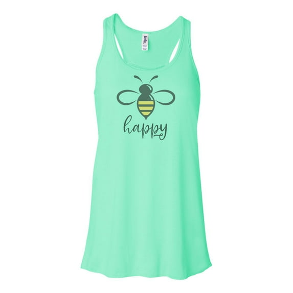 "Racerback, Bee Happy, Soft Bella Canvas, Sublimation, Bee Lover, Bee Tank Top, Bumble Bee, Honey Bee, Be Happy Shirt, Happniess, Inspire T, Mint , MEDIUM"