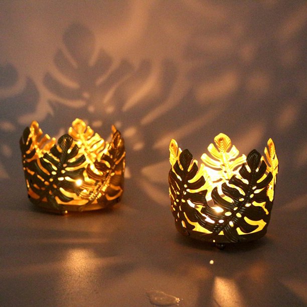 Gwong Decoración hogareña Titular de la vela de la hoja de hierro nórdico Candlestick Home Shop Club Decoración de escritorio Gwong 21048404