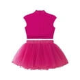 thumbnail image 4 of MSemis Kids Girls 2 Pieces Gymnastic Dance Costume Cropped Tops with Ballet Tutu Skirt Hot Pink 12, 4 of 6