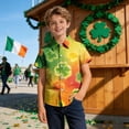 thumbnail image 3 of Boys St.Patrick's Day Shirt Clover Printed Short Sleeve Button Up Shirts Hawaiian Beach Casual Dress Shirts Size 2-10 Years, 3 of 6