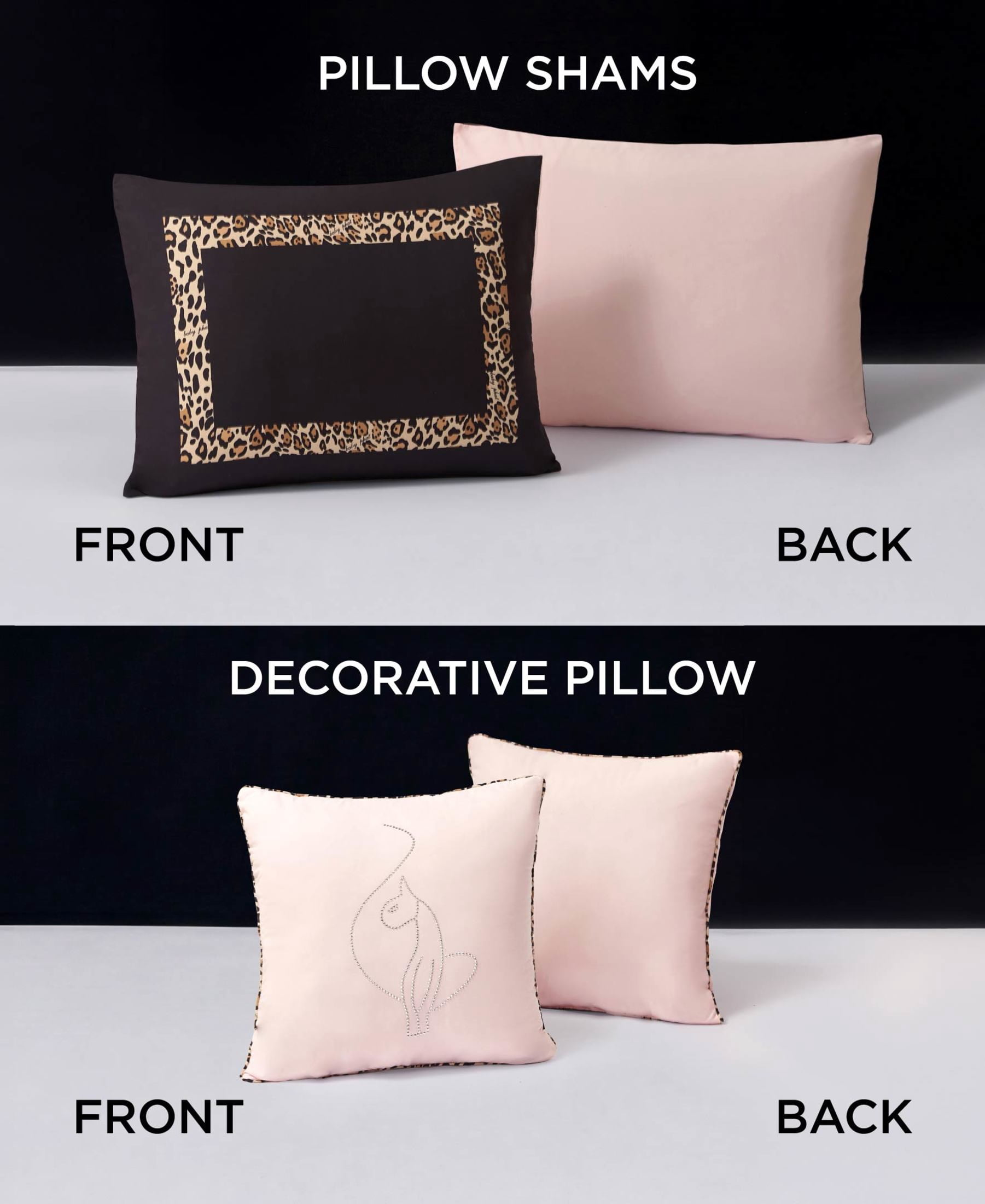 Baby Phat Leopard Hotel Border 4-Piece Comforter Set, Black, Full/Queen