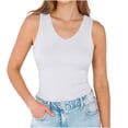 thumbnail image 5 of Tank Top for Women V Neck Summer Sleeveless T Shirt Tunic Casual Solid Color Loose Fit Blouses White, 5 of 9