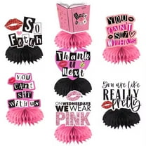 Mean girls party decoration centerpieces 7pc pink and black honeycomb, burn book decor