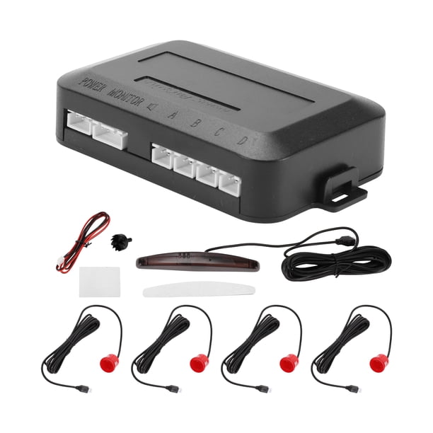 Sistema de radar de reversa para automóviles Unique Bargains con pantalla LED de distancia, sensores de estacionamiento de reversa, detección de distancia, 4 sensores de estacionamiento, rojo
