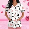 thumbnail image 3 of Valentines Day Scrub Tops for Women Plus Size Casual V Neck Cute Love Hearts Graphic Scrubs Loose Short Sleeve Scrub Shirts Medical Nurse Uniform Nursing Workwear with Pockets Light pink 2XL, 3 of 5
