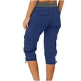thumbnail image 4 of Qeaghou Womens Cargo Capris Summer Casual Drawstring Low Waisted Hiking Jogger Pants Lightweight Quick Dry Capri Pants S-3xl, 4 of 7