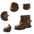 thumbnail image 7 of Linfrsh Girl Boots Knee High Girls Leather Boots Shoes Waterproof Bow Side Zip Short Boots Non Breathable Boots Brown,13, 7 of 7