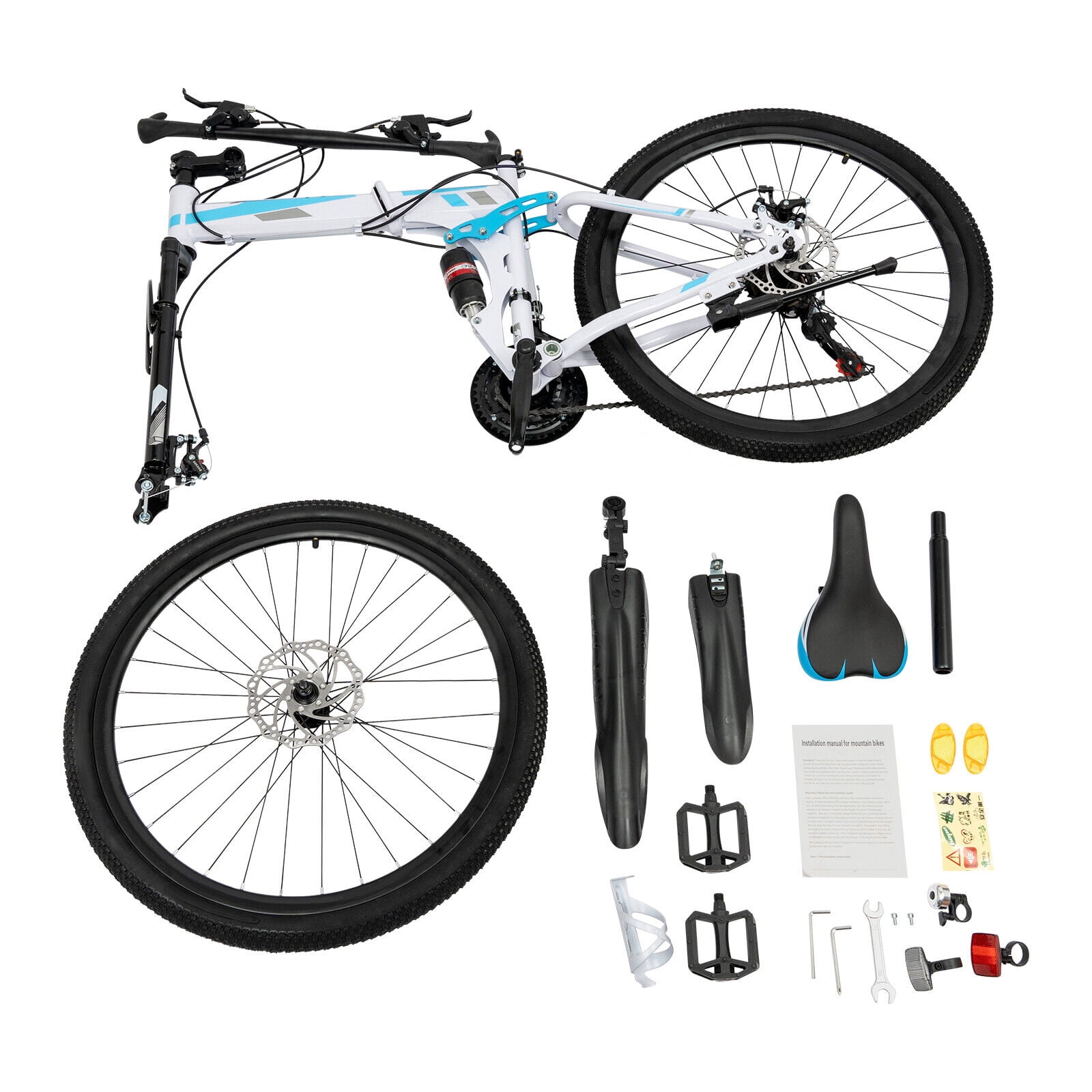26" Folding Mountain Bike with 21-Speed Gears - Lightweight, Eco-Friendly, and Durable for Outdoor Adventures