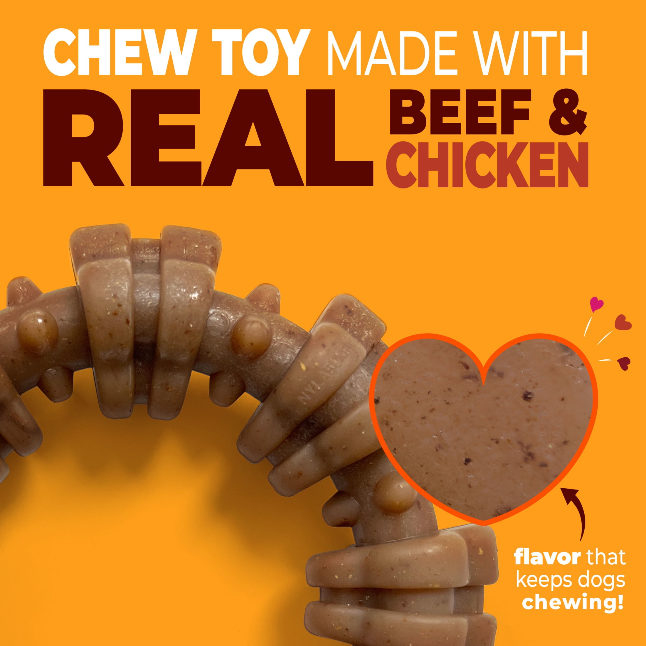 Nylabone Strong Chew Textured Ring Dog Toy, Dog Chew Toy, Made with Real Beef & Chicken Flavor, X-Large, 1 Count